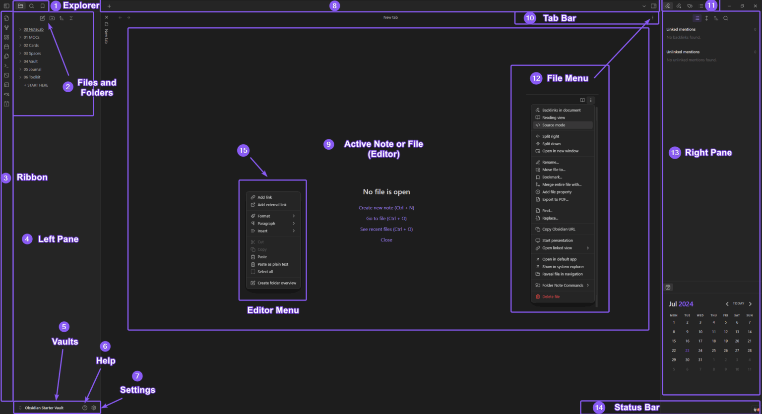Obsidian Interface – Cheat Sheet + Markdown Note (FREE) - Paul's Vault ...