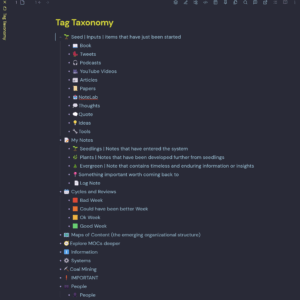 Obsidian Tag Taxonomy