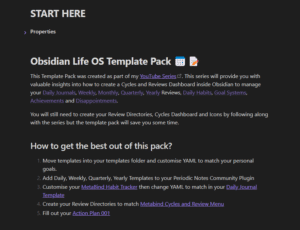 Obsidian Life OS Template Pack